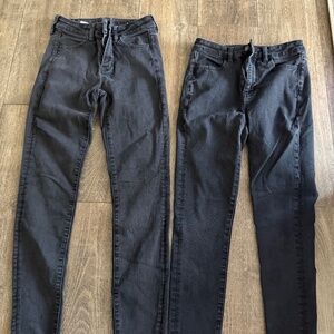 American Eagle High Rise Jeggings Skinny  NO RIPS Black Jeans Size 4